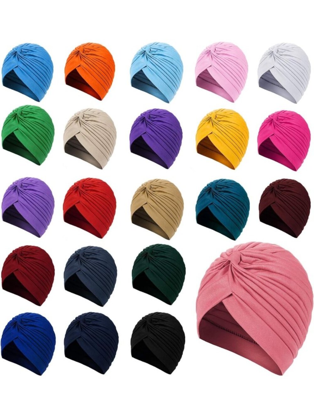 22-Piece Stretch Turbans for Women | Chemo Head Wraps & Twisted Beanie Caps